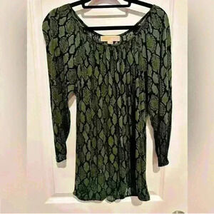 Michael Kors Snake Print Green Black Blouse size small